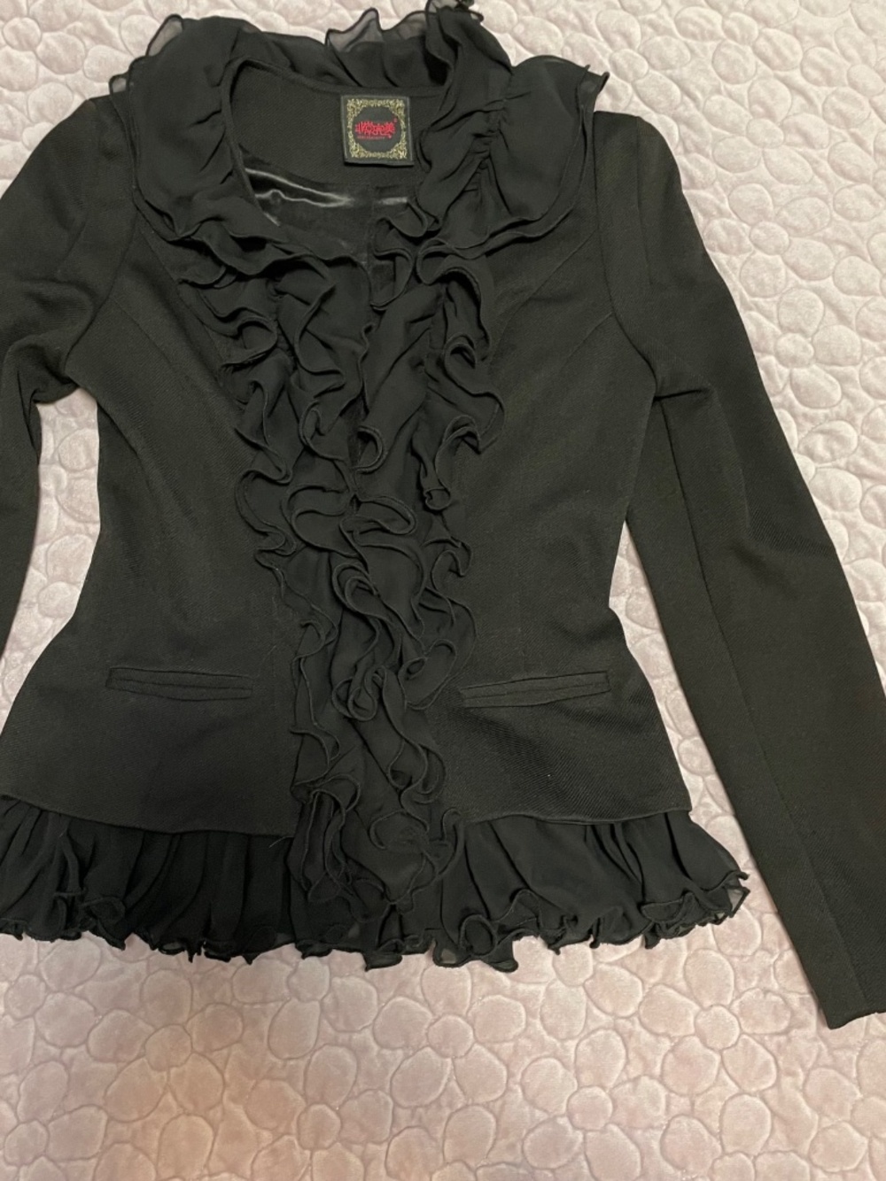 Chic Black Ruffles Blazer - Picture 5 of 5